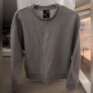 Adidas Fleece Sweatshirt, Grey, Small